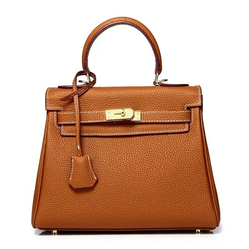 Close-up of top grain leather texture on a premium handbag