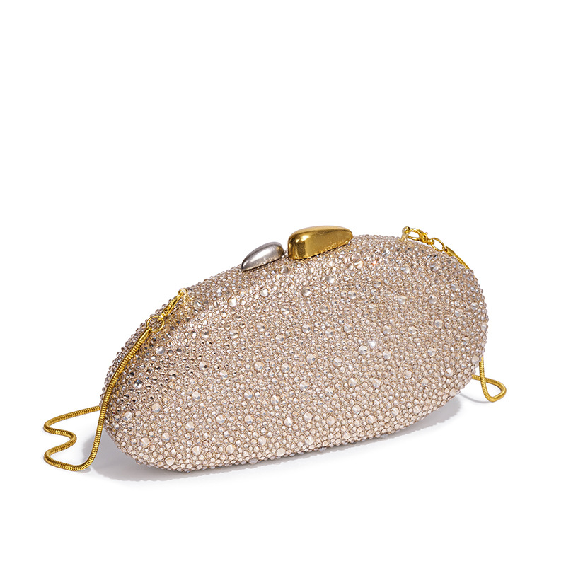 Acrylic Rhinestone Evening Clutch in Silver Rhinestone — side angle