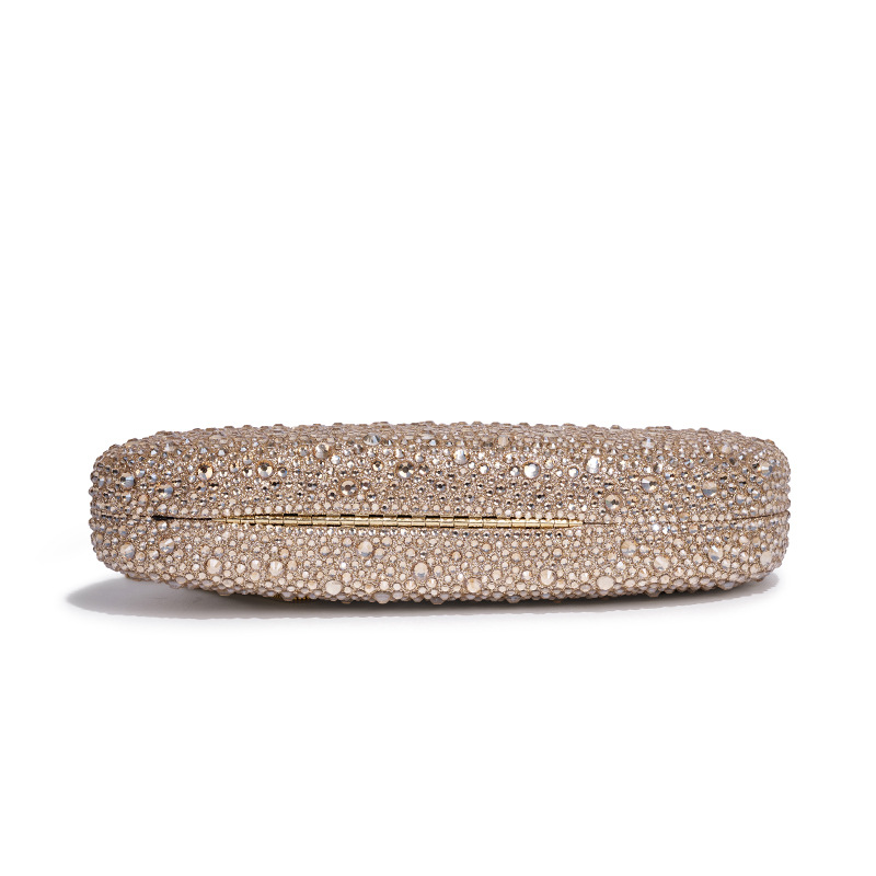 Acrylic Rhinestone Evening Clutch in Silver Rhinestone — back view