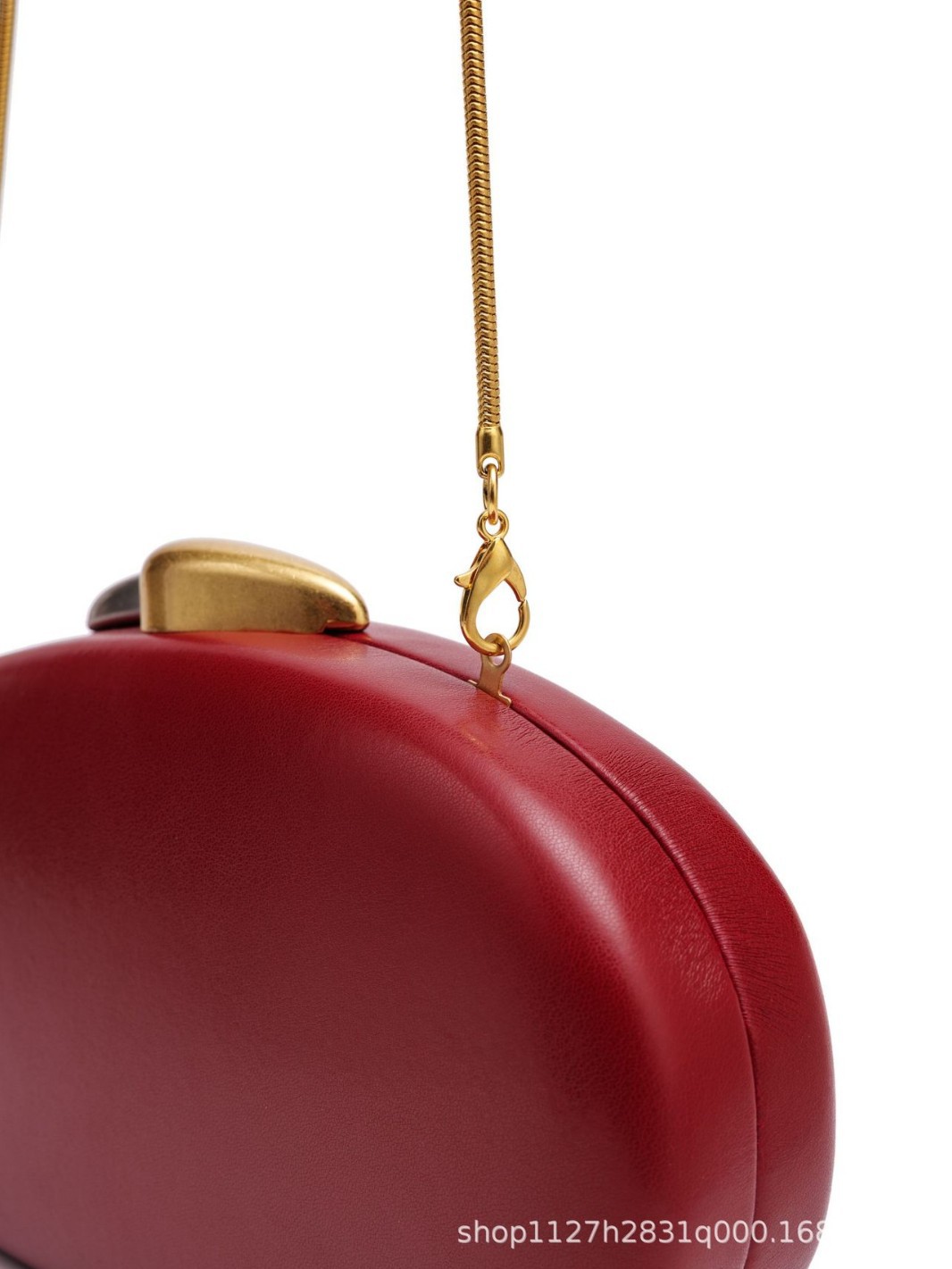Bowknot Round Chain Shoulder Bag in Chocolate — interior view