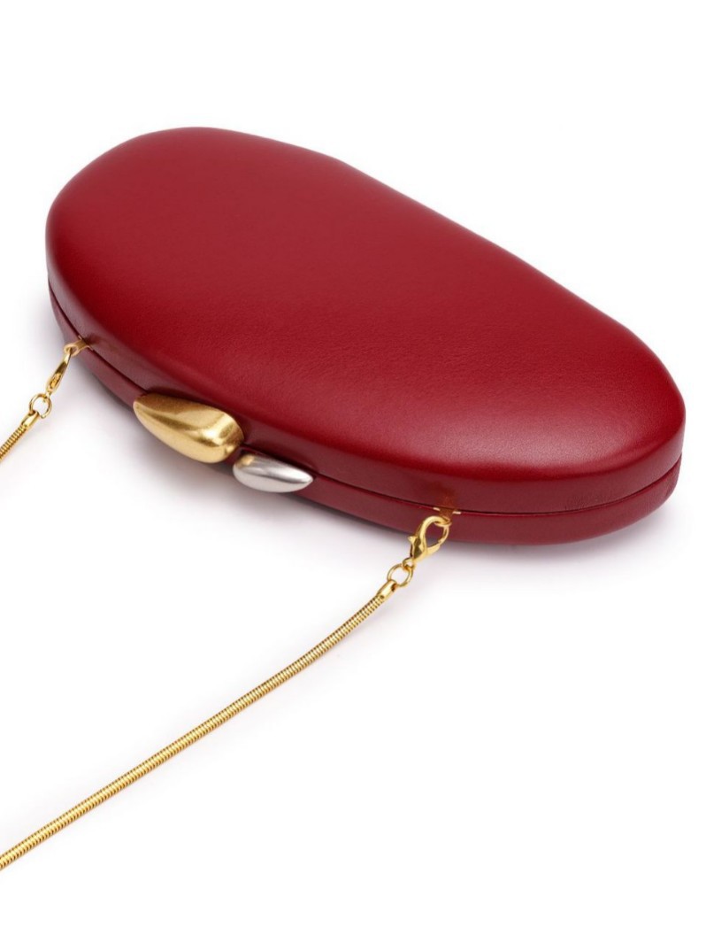 Bowknot Round Chain Shoulder Bag in Chocolate — detail close-up