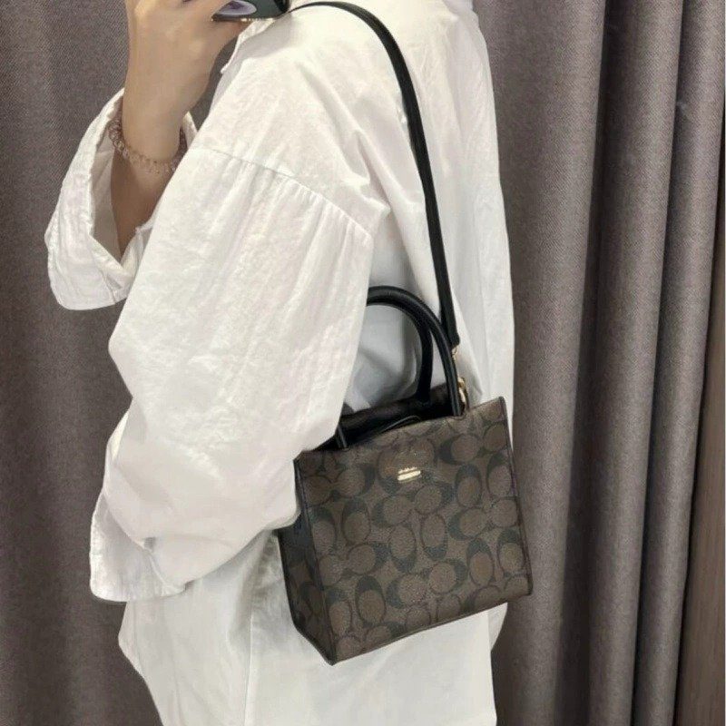Cally Mini Monogram Tote in Monogram Black — interior view