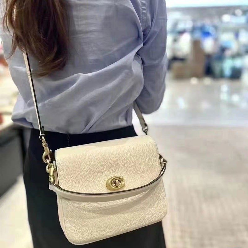 Cassie-Style Vintage Messenger Crossbody Bag in Brown Monogram — back view