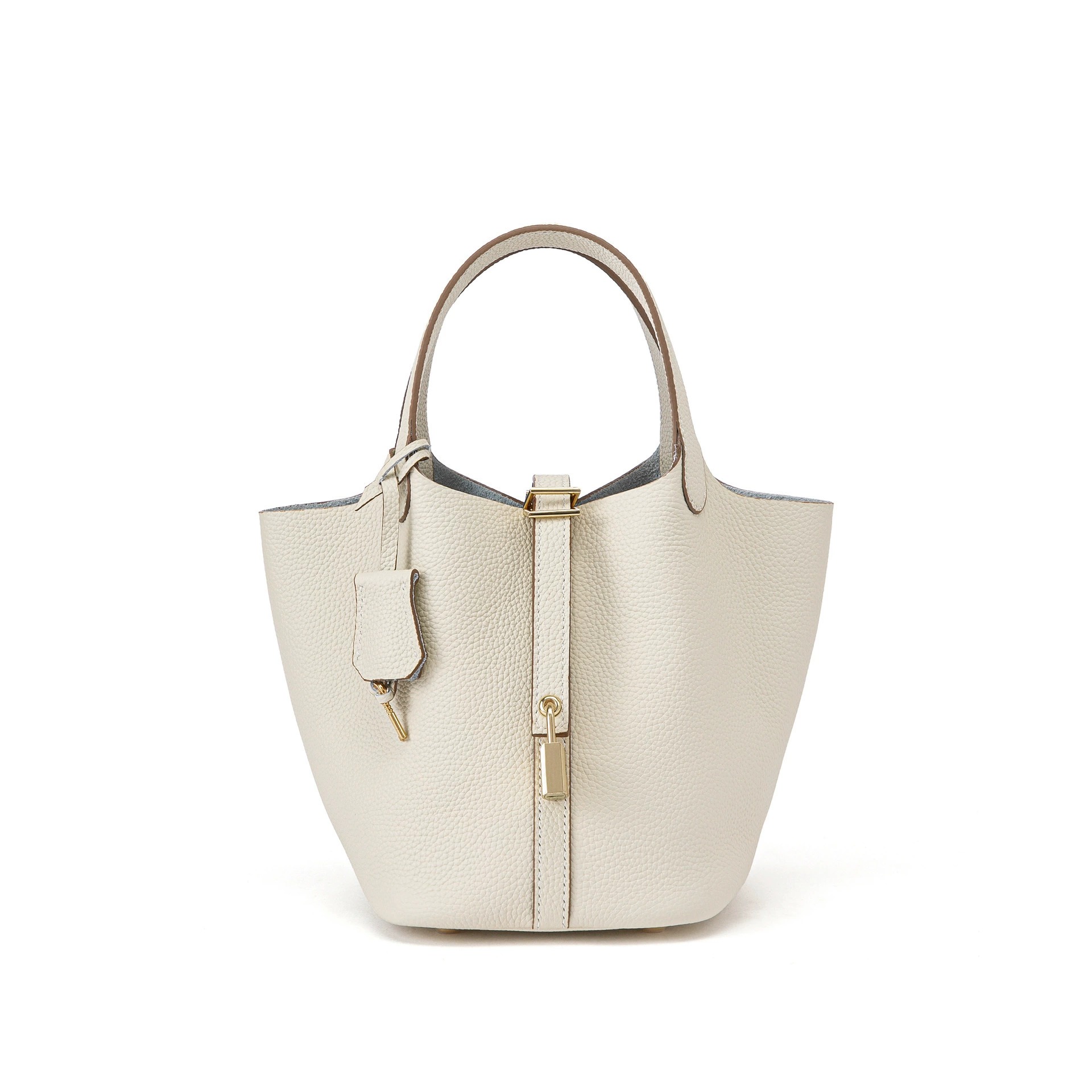 Classic Cowhide Bucket Bag in Orange — styling photo