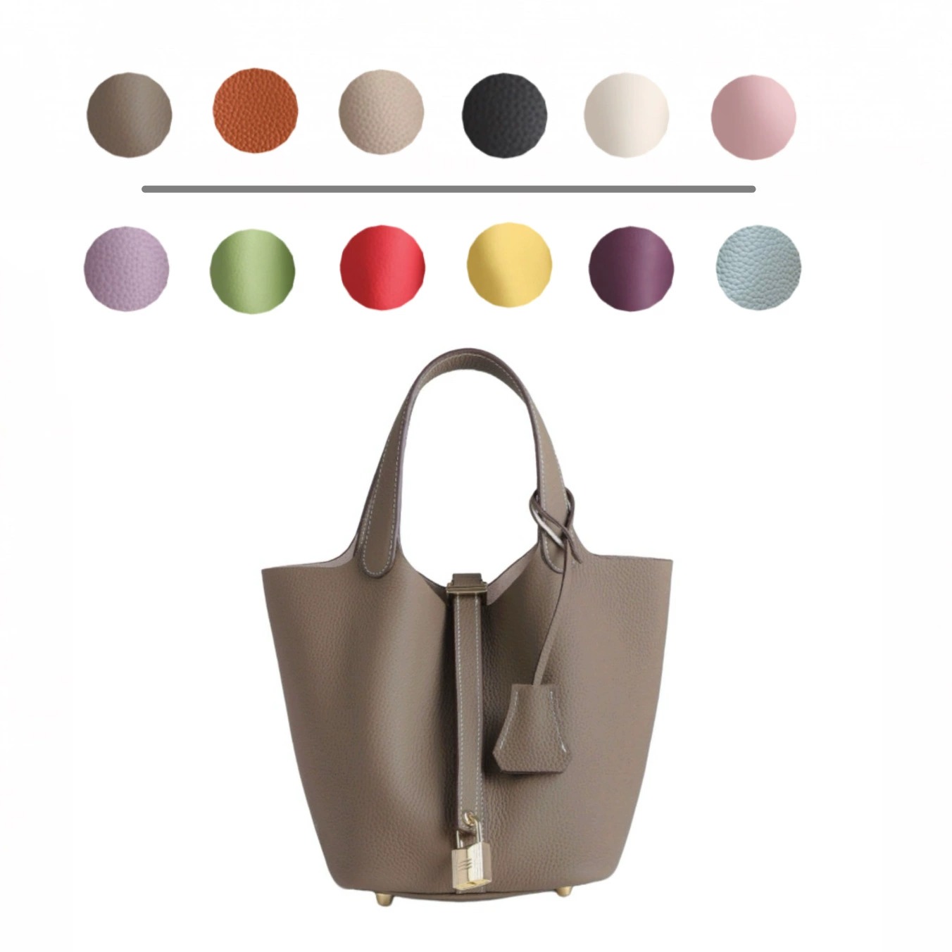 Cowhide Bucket Bag in Orange — front view