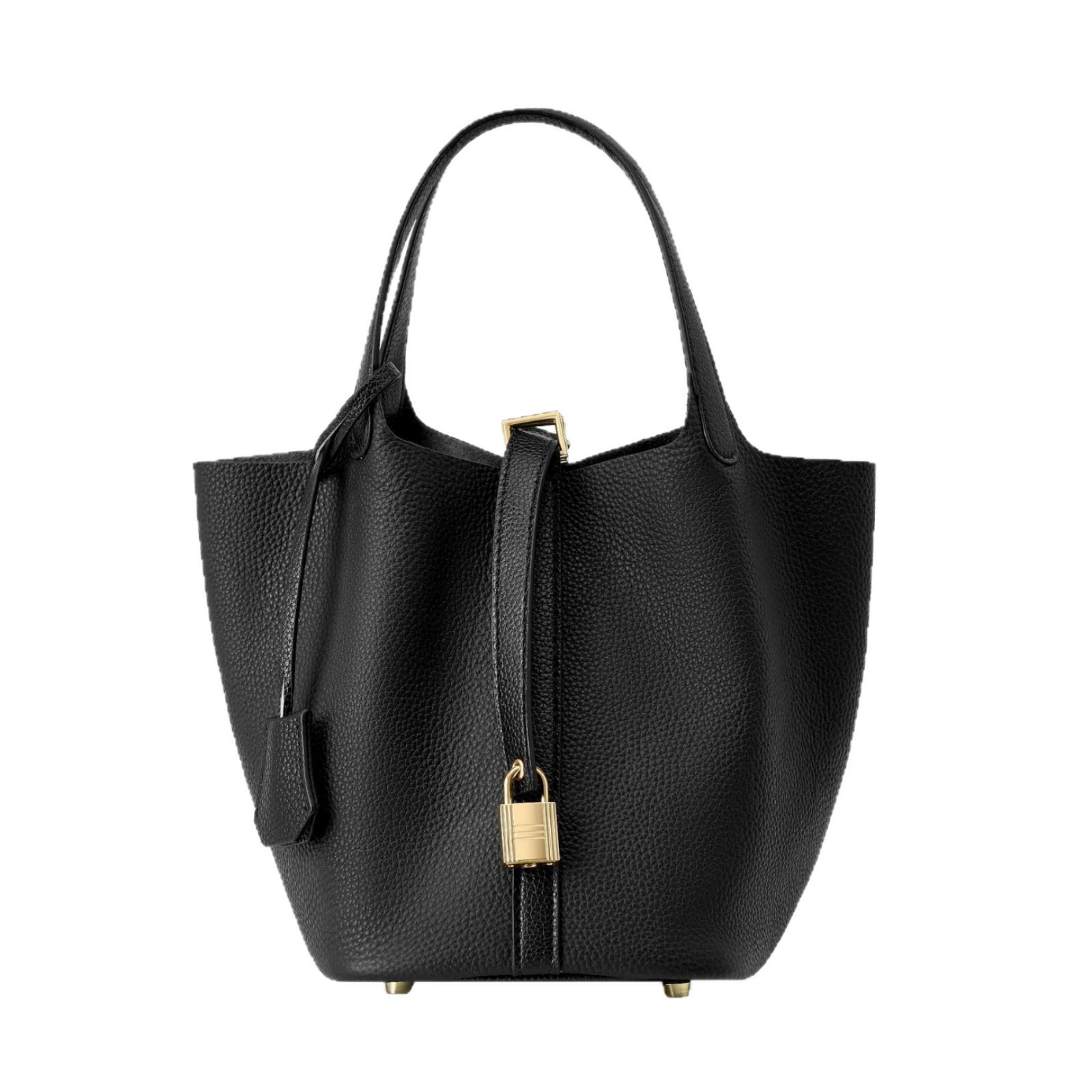 Cowhide Bucket Bag in Orange — detail close-up