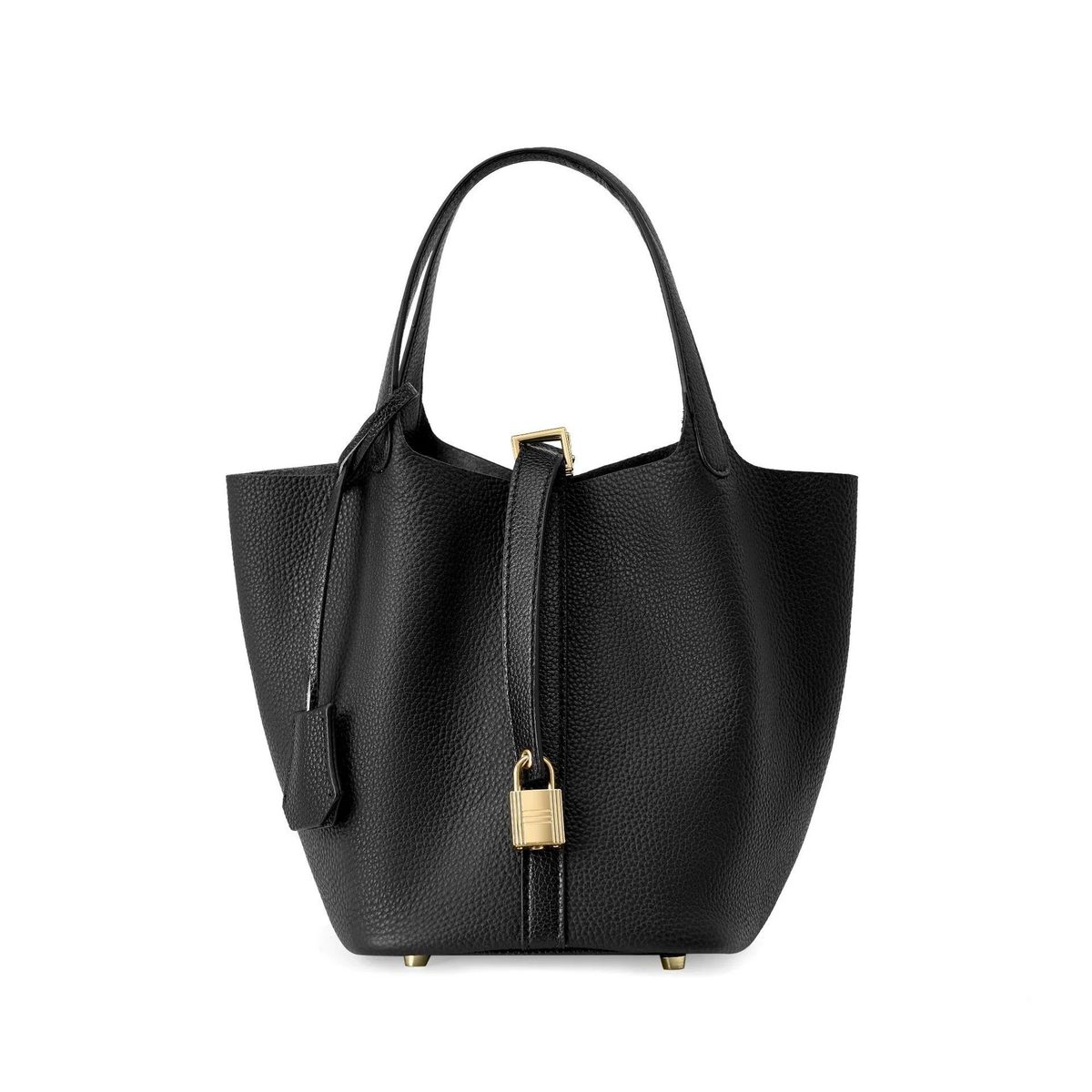 Cowhide Bucket Bag in Orange — styling photo