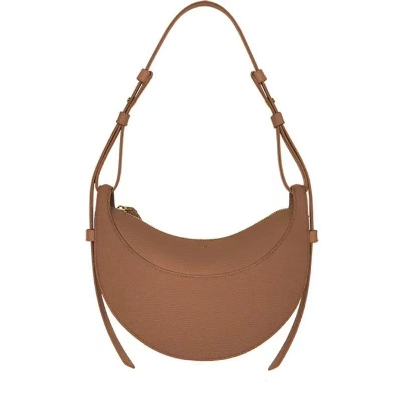 Crescent Saddle Shoulder Bag in Brown — styling photo