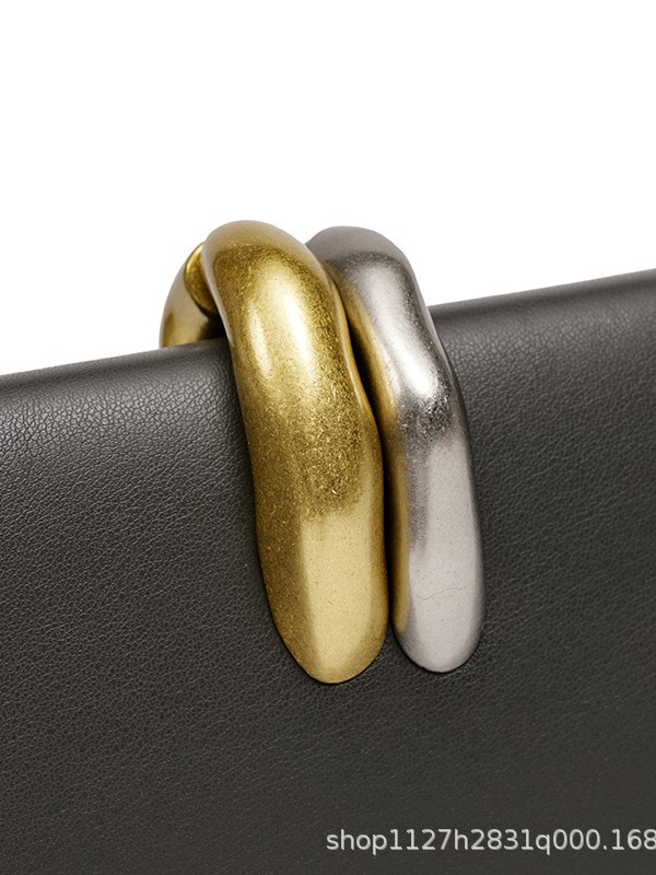 Elegant Evening Clutch with Chain Strap in Black — back view