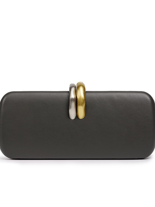Elegant Evening Clutch with Chain Strap in Black — interior view
