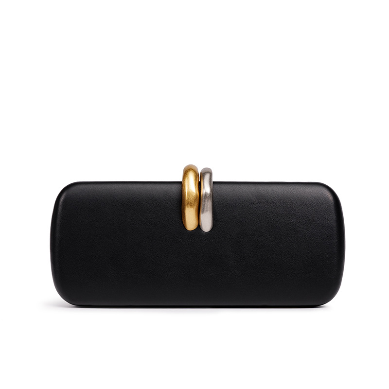 Elegant Evening Clutch with Chain Strap in Black — styling photo