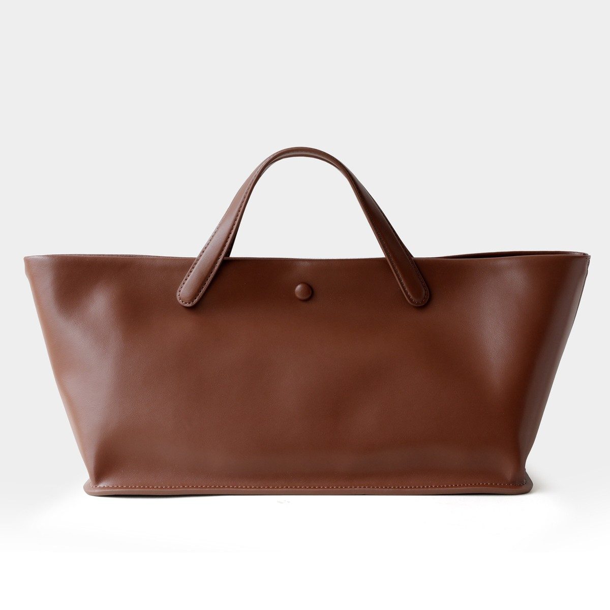French-Style Genuine Leather Work Tote Bag in Black — additional angle
