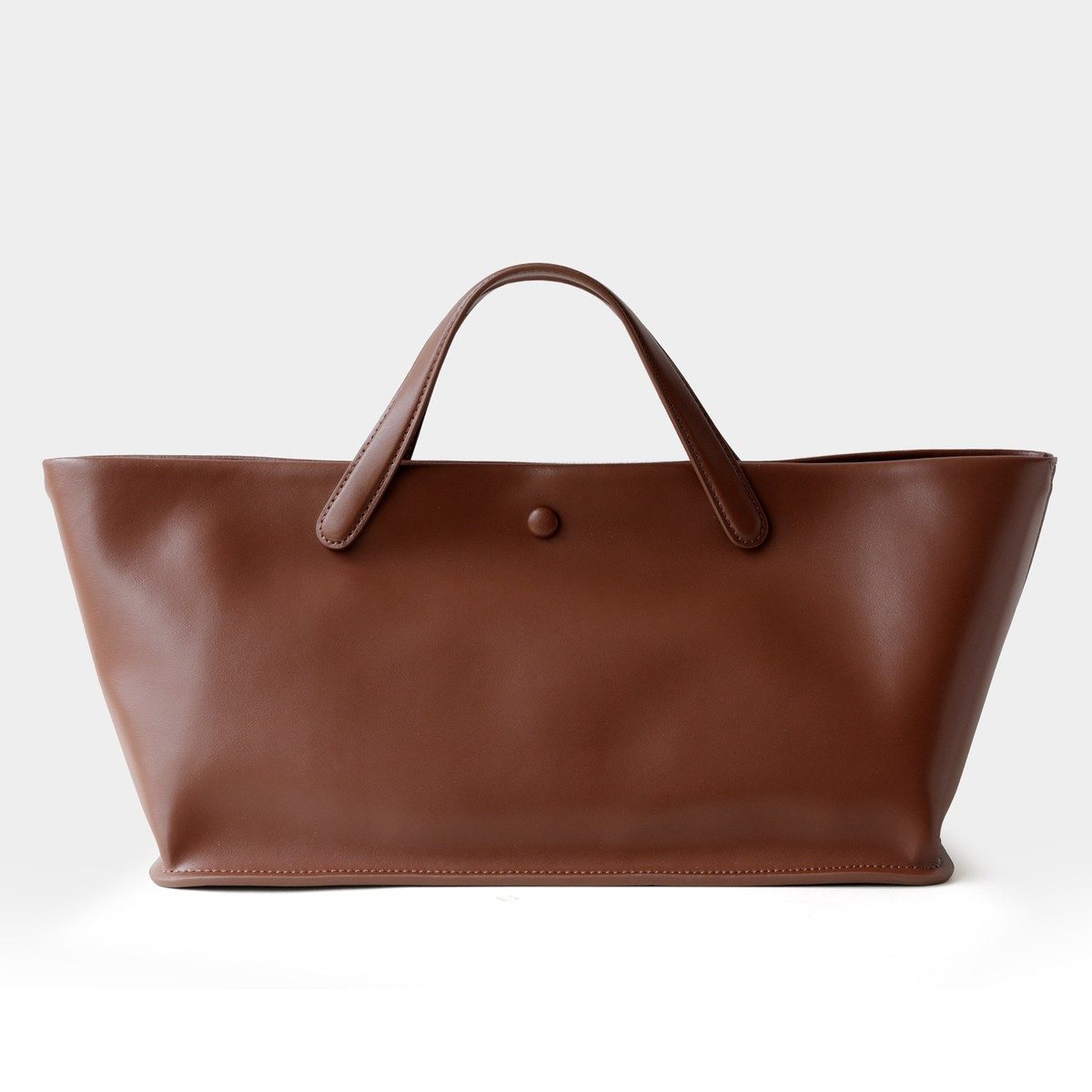 French-Style Genuine Leather Work Tote Bag in Black — additional angle