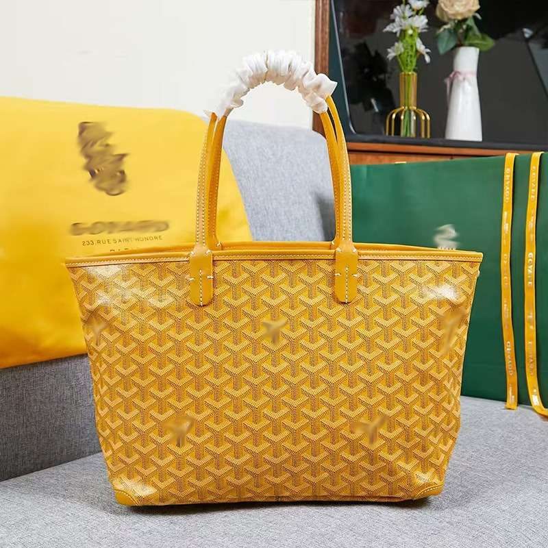 Goyard-Style Zipper Tote in Black — back view