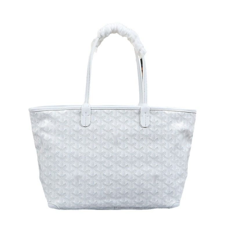 Goyard-Style Zipper Tote in Black — interior view