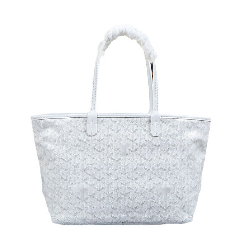 Goyard-Style Zipper Tote in Black — interior view