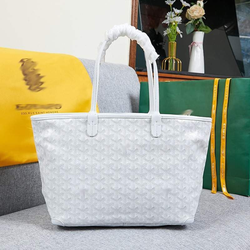 Goyard-Style Zipper Tote in Black — detail close-up