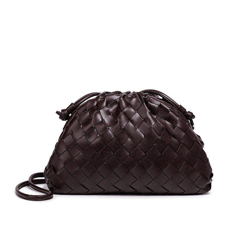 Handwoven Cloud Dumpling Crossbody Bag in Green — back view