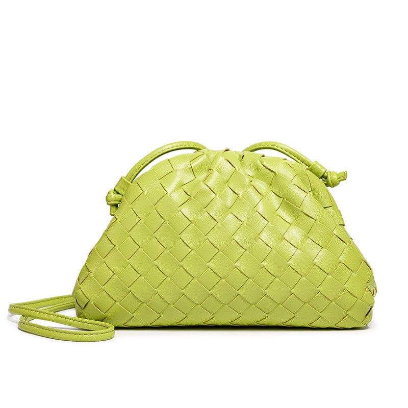 Handwoven Cloud Dumpling Crossbody Bag in Green — styling photo