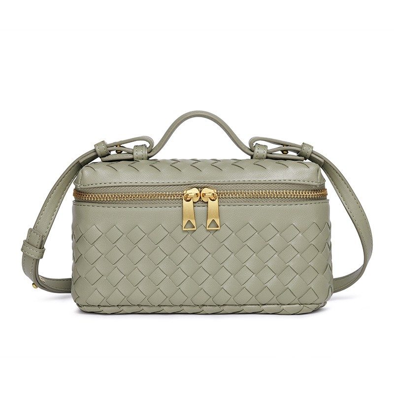 Handwoven Lunch Box Crossbody Bag in Black — back view