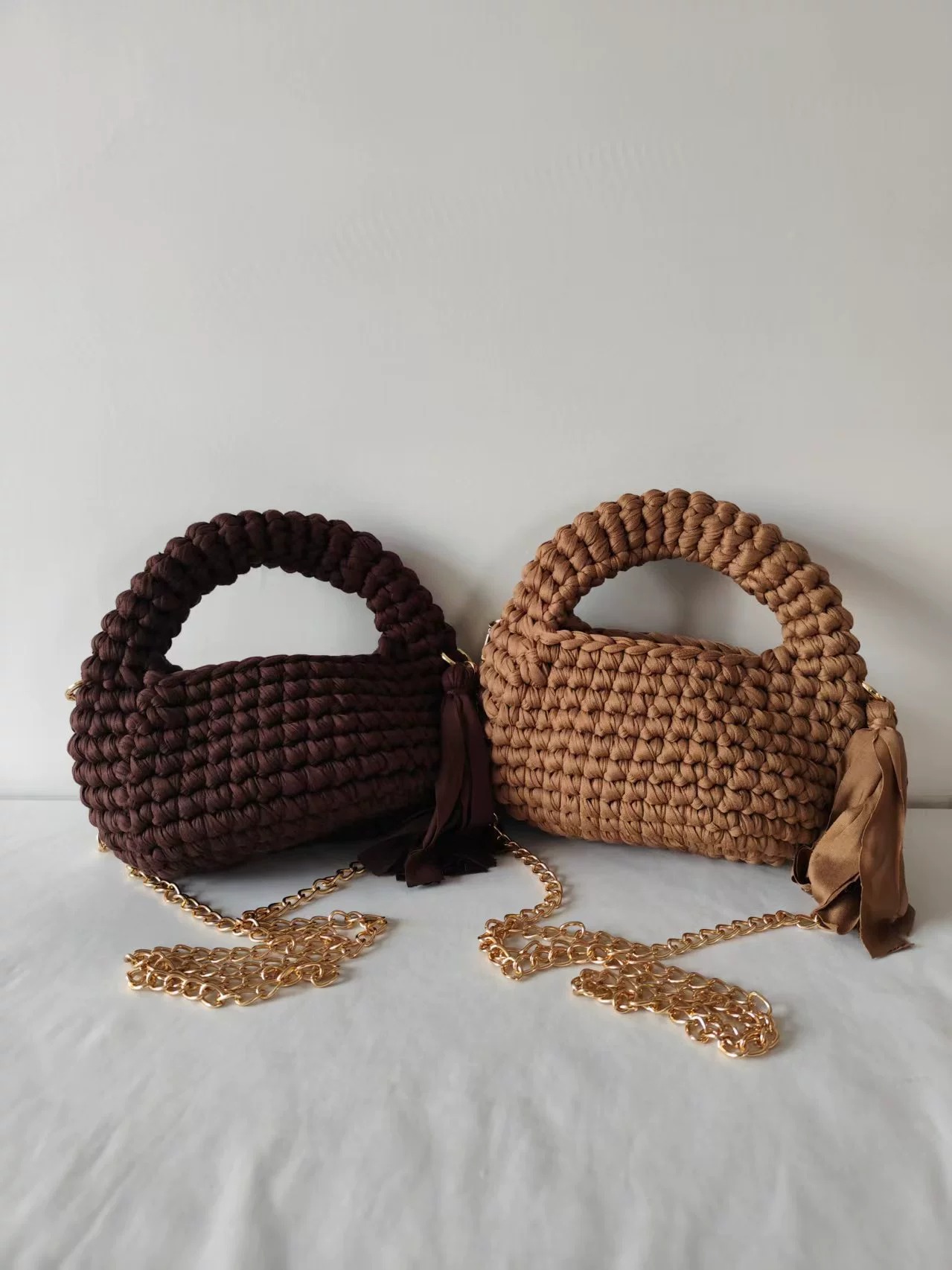 Handwoven Macaron Color-Block Tassel Bag in Macaron Color-Block — side angle