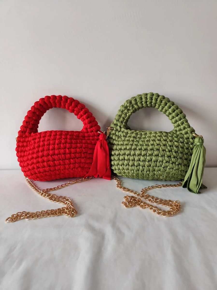 Handwoven Macaron Color-Block Tassel Bag in Macaron Color-Block — detail close-up