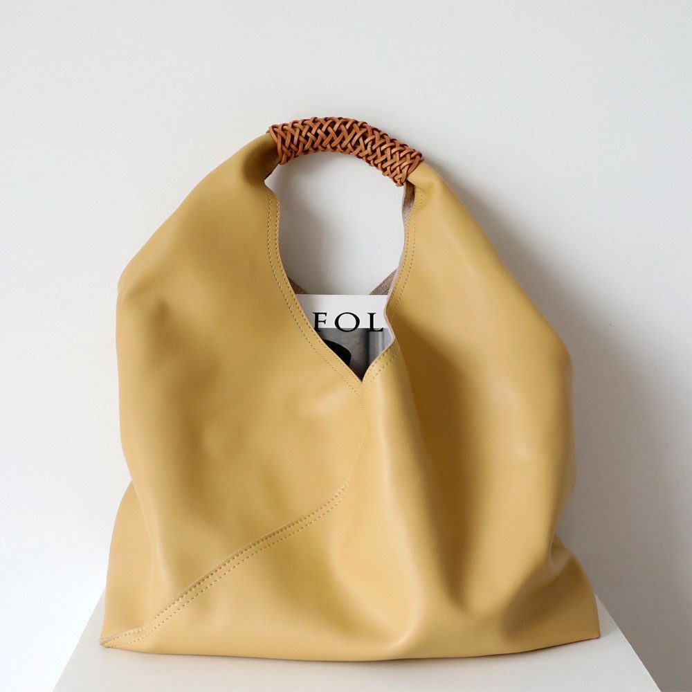 Hollow Woven Bag in Beige — styling photo