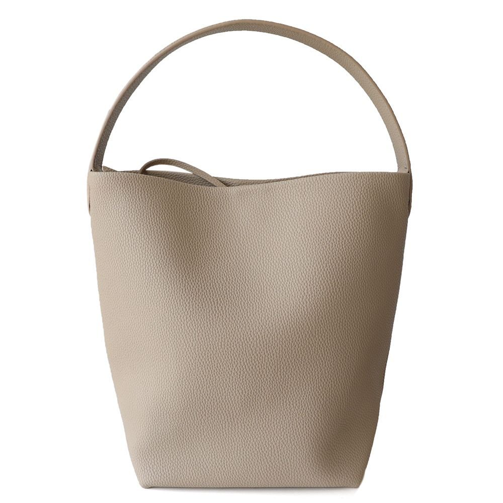 Japanese-Minimalist Leather Bucket Tote Bag in Black — color comparison