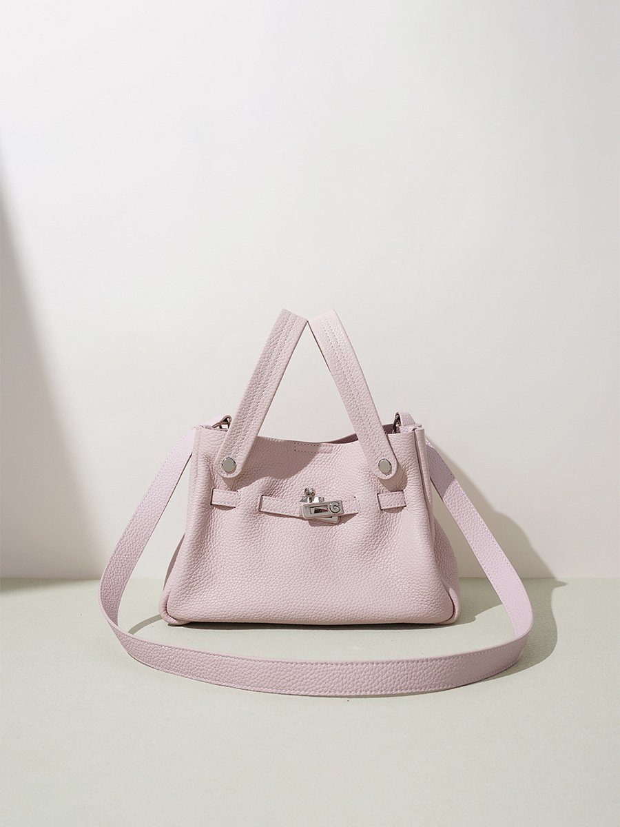 Leather Bucket Kelly-Style Crossbody Bag in Classic — side angle