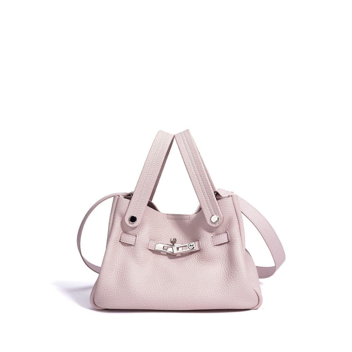 Leather Bucket Kelly-Style Crossbody Bag in Classic — styling photo