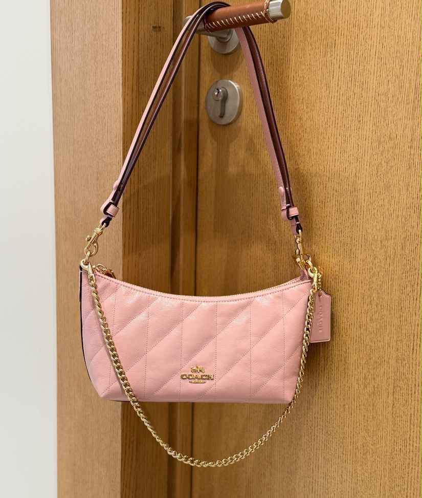 Leather Chain-Strap Underarm Crossbody Bag in Classic — additional angle