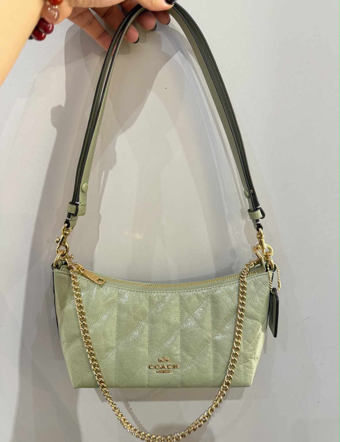 Leather Chain-Strap Underarm Crossbody Bag in Classic — view 11