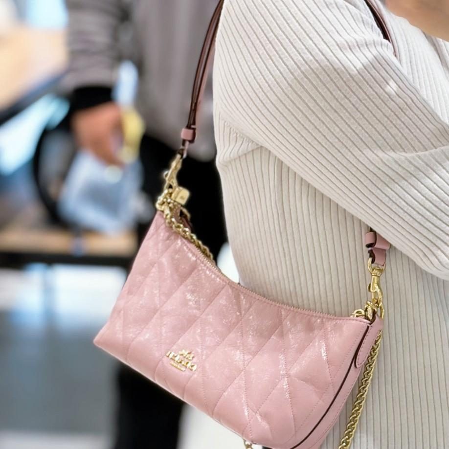 Leather Chain-Strap Underarm Crossbody Bag in Classic — interior view
