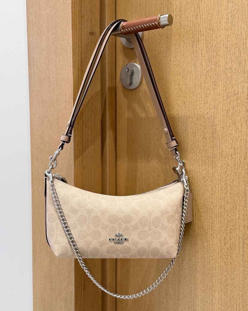 Leather Chain-Strap Underarm Crossbody Bag in Classic — styling photo