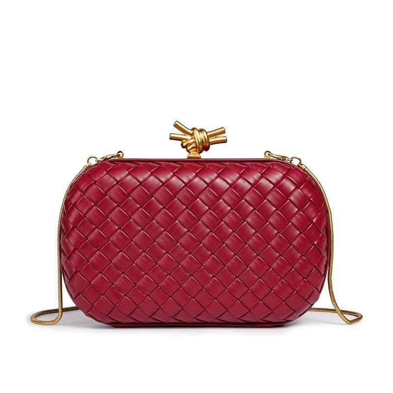 Light-Luxury Woven Chain Evening Box Bag in Black — styling photo