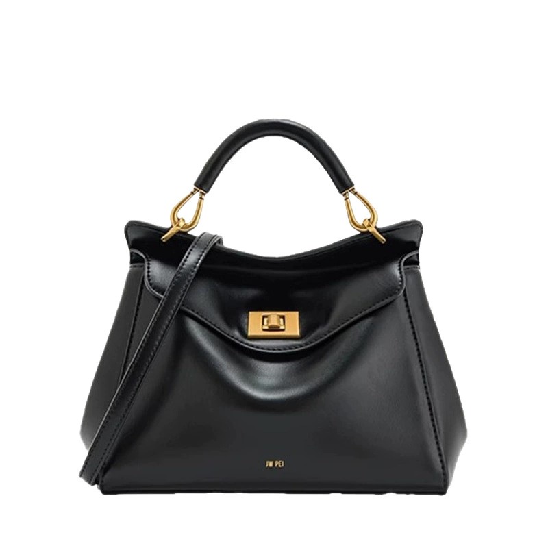 Lucia Lock Bag in Brown — detail close-up