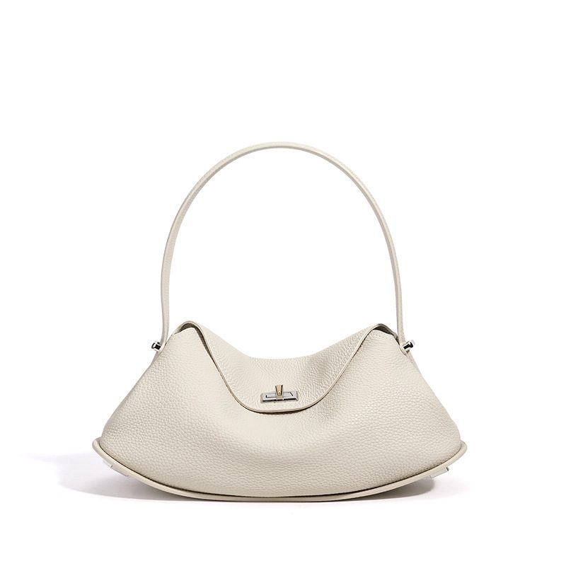 Lychee-Grain Genuine Leather Underarm Bag in Black — view 15