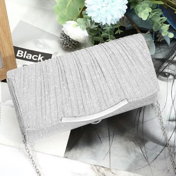 Pearl Evening Clutch Bag in Black — side angle