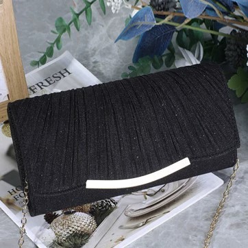 Pearl Evening Clutch Bag in Black — interior view