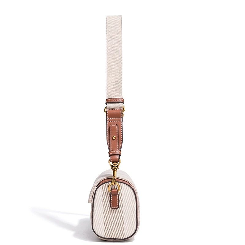 Plaid Baguette Pillow Bag in Cream White Plaid — back view