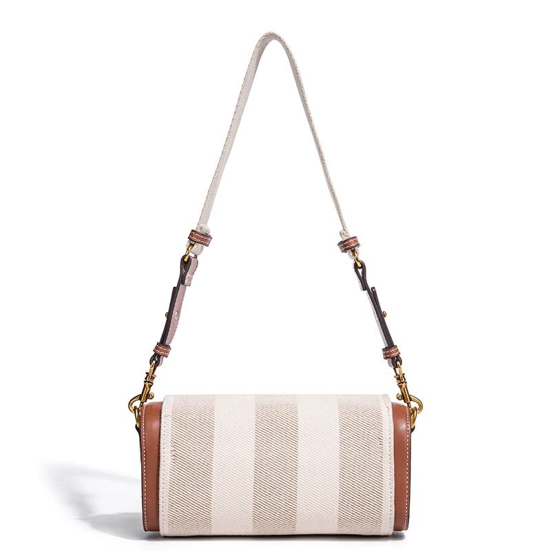 Plaid Baguette Pillow Bag in Cream White Plaid — interior view