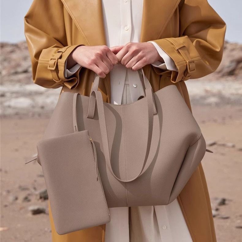POLENE-Style Wing Tote Bag in Black — back view