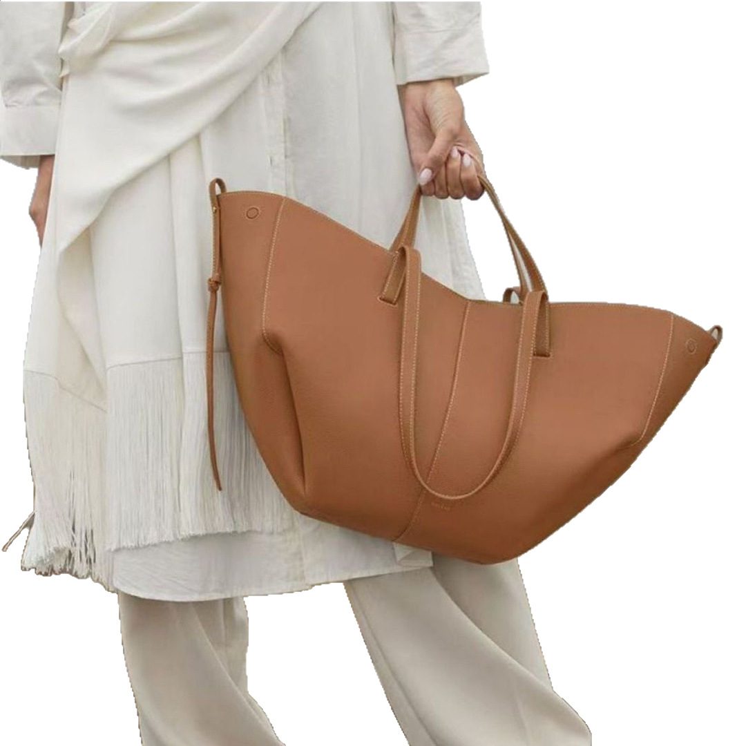 POLENE-Style Wing Tote Bag in Black — detail close-up