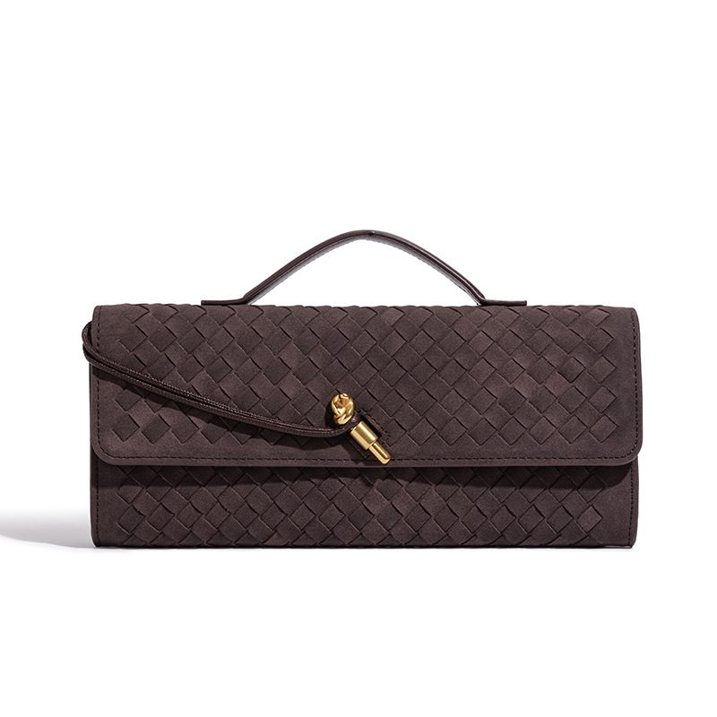 Retro Frosted Baguette Evening Clutch in Coffee — styling photo