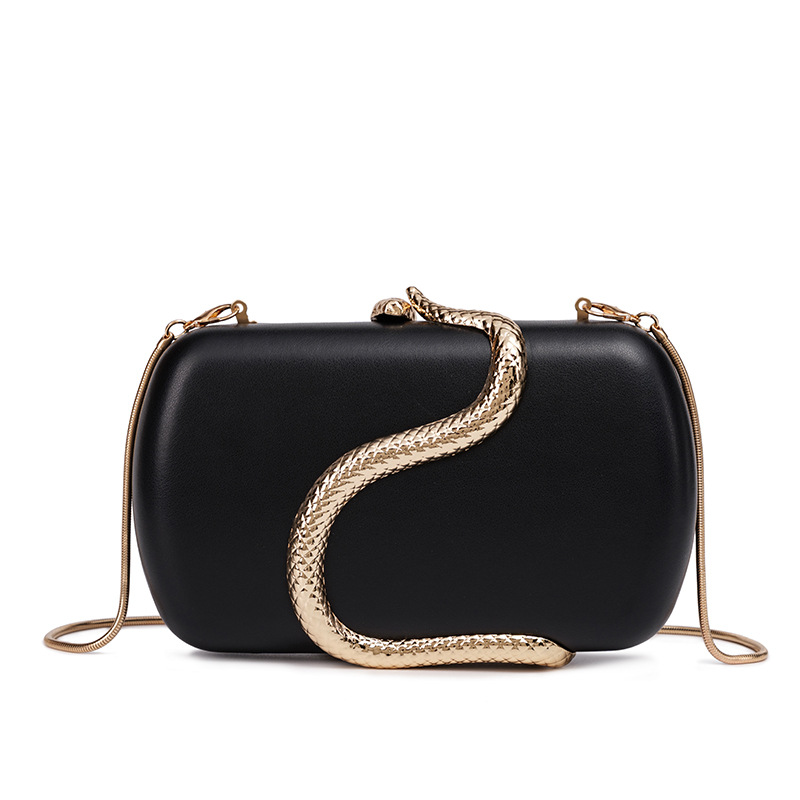 Rhinestone Evening Clutch Bag in Brown Snake — styling photo