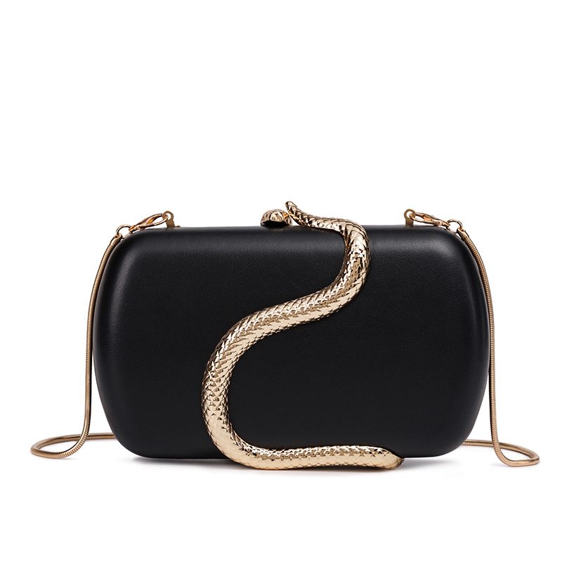 Rhinestone Evening Clutch Bag in Brown Snake — styling photo