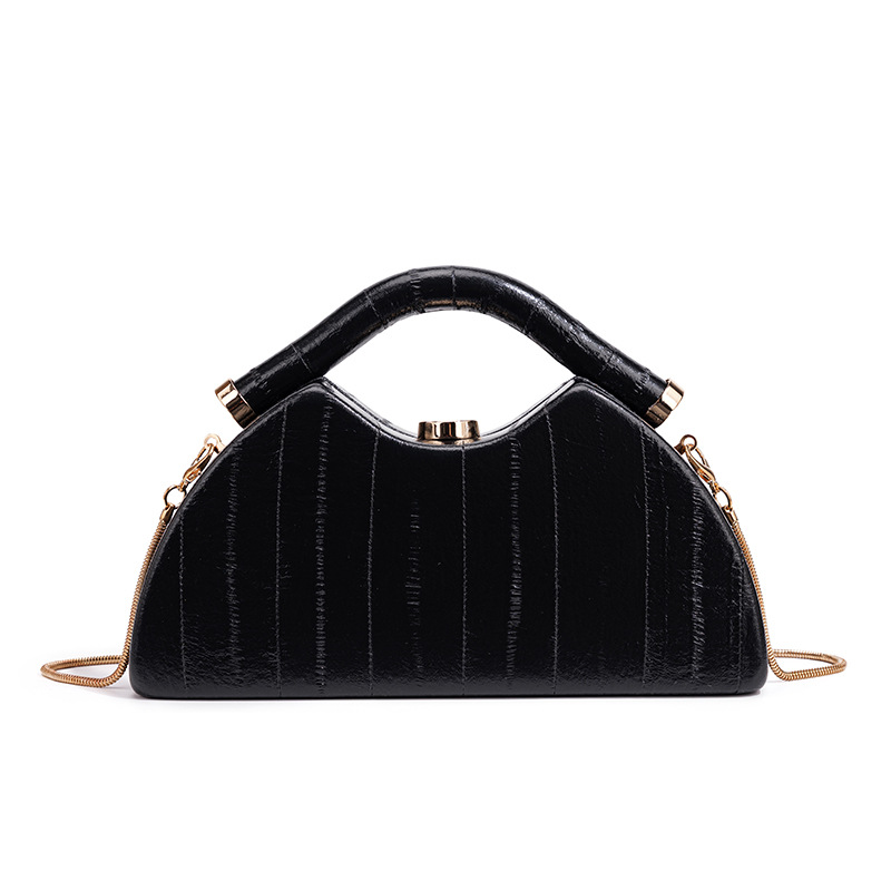 Satin Triangle Evening Clutch in Black — styling photo