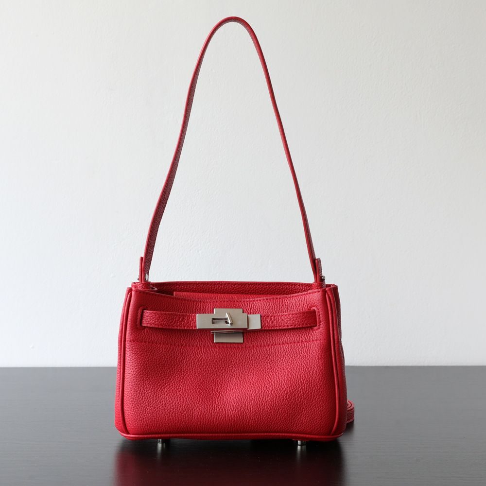 Underarm Kelly-Style Leather Crossbody Bag in Black — view 12