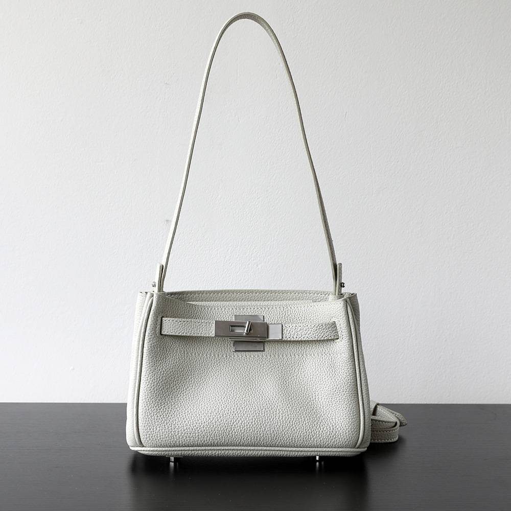 Underarm Kelly-Style Leather Crossbody Bag in Black — styling photo