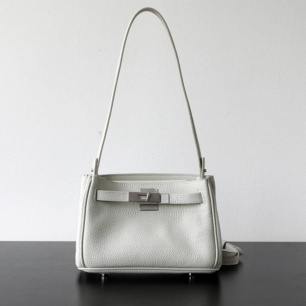 Underarm Kelly-Style Leather Crossbody Bag in Black — styling photo